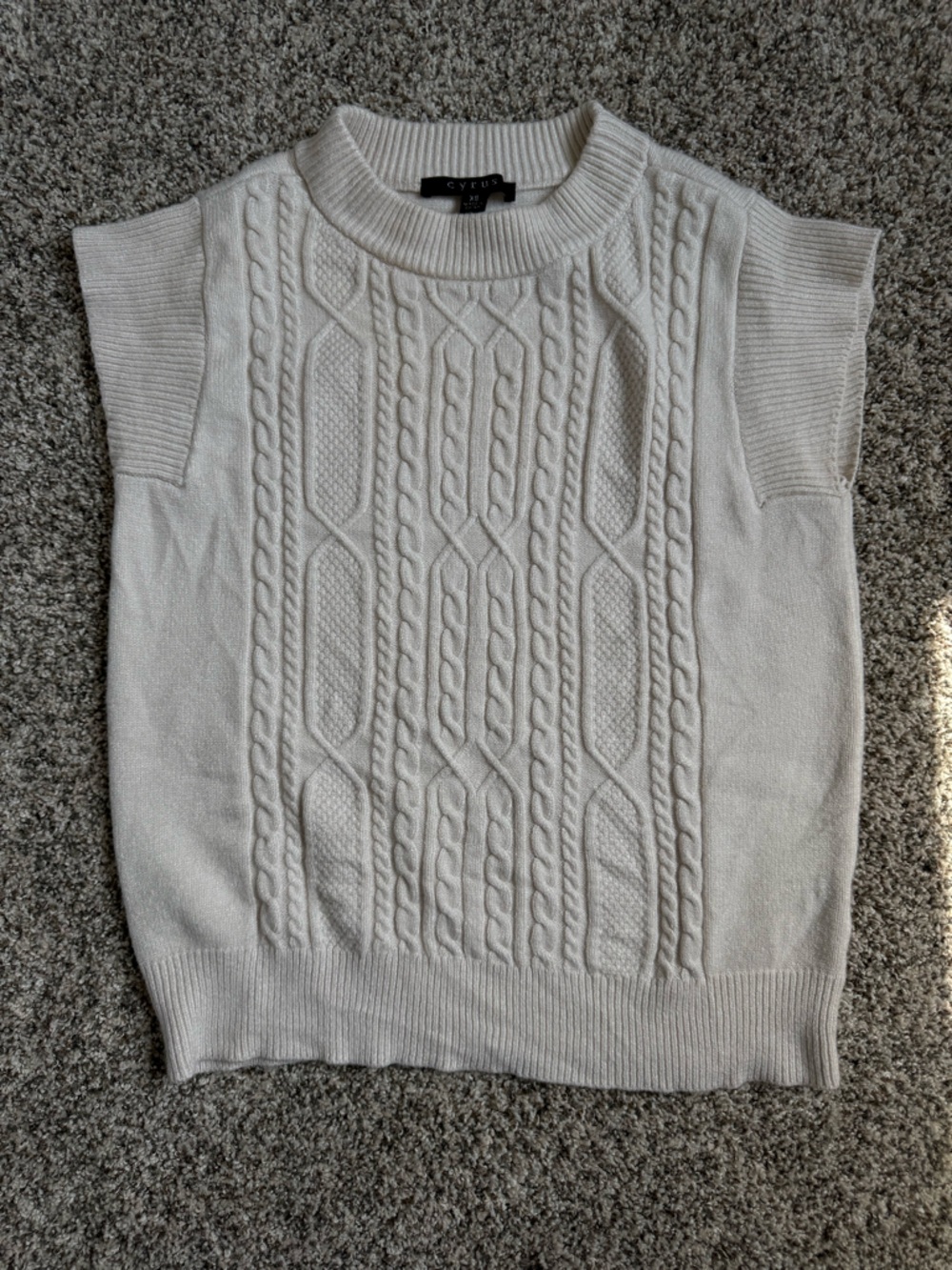 Sleeveless Cable-Knit Crewneck Top - Cream by Cyrus